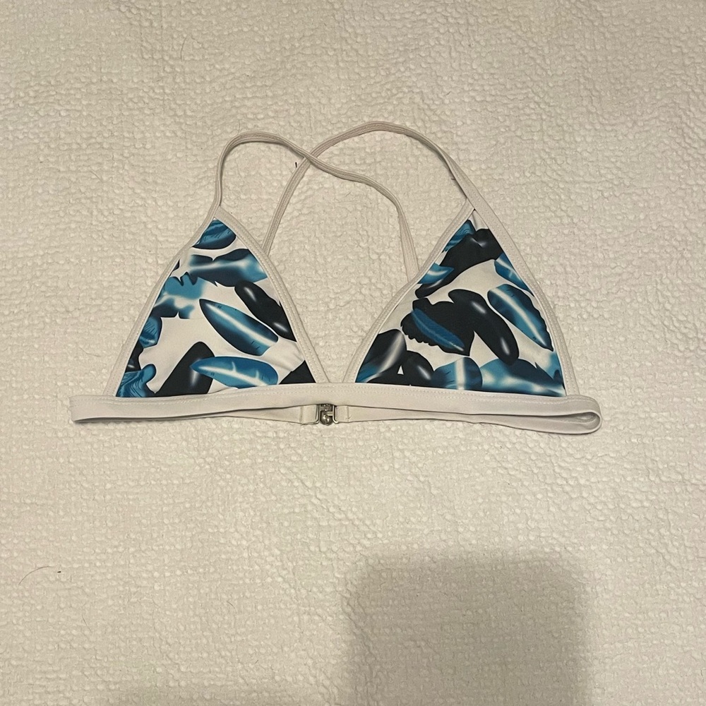 Blue and white floral bikini